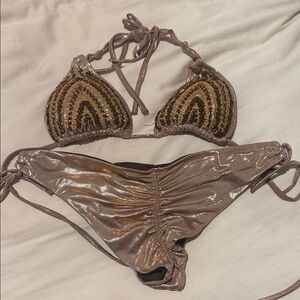 Shimmering Brown Bikini Set